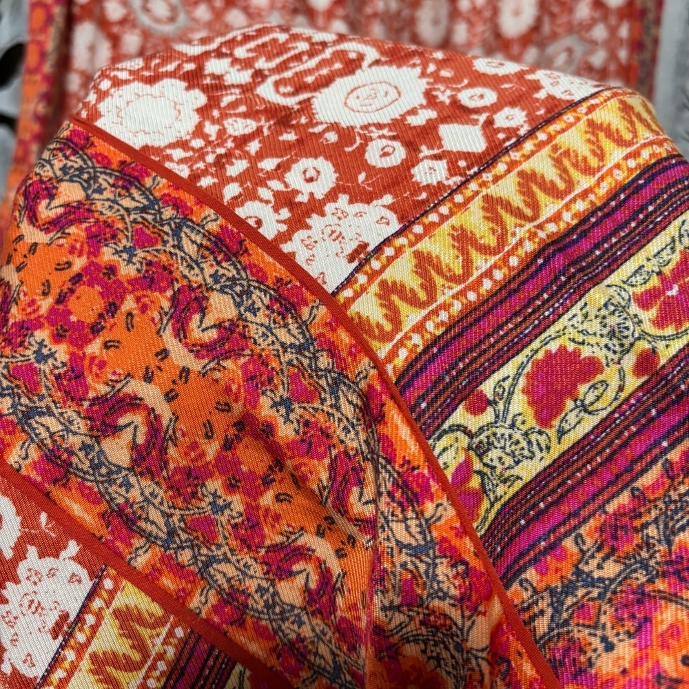 NEW Anthropologie Vale Orange/Pink Patterned Wide Leg Boho Palazzo Pants - Picture 12 of 14